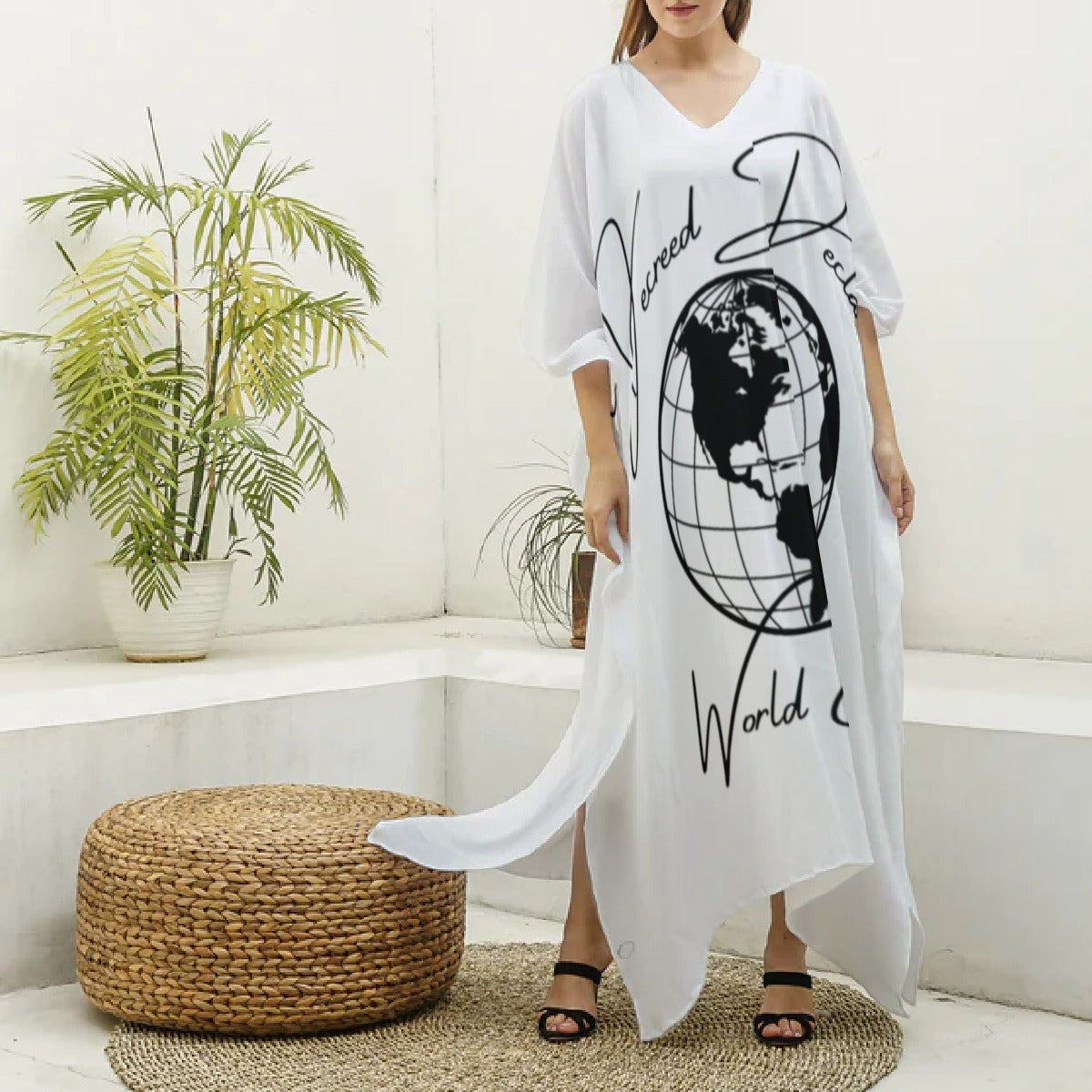 DDWC Women's Silk V-neck Kaftan Robe