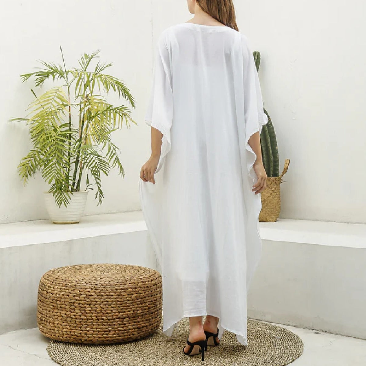 DDWC Women's Silk V-neck Kaftan Robe