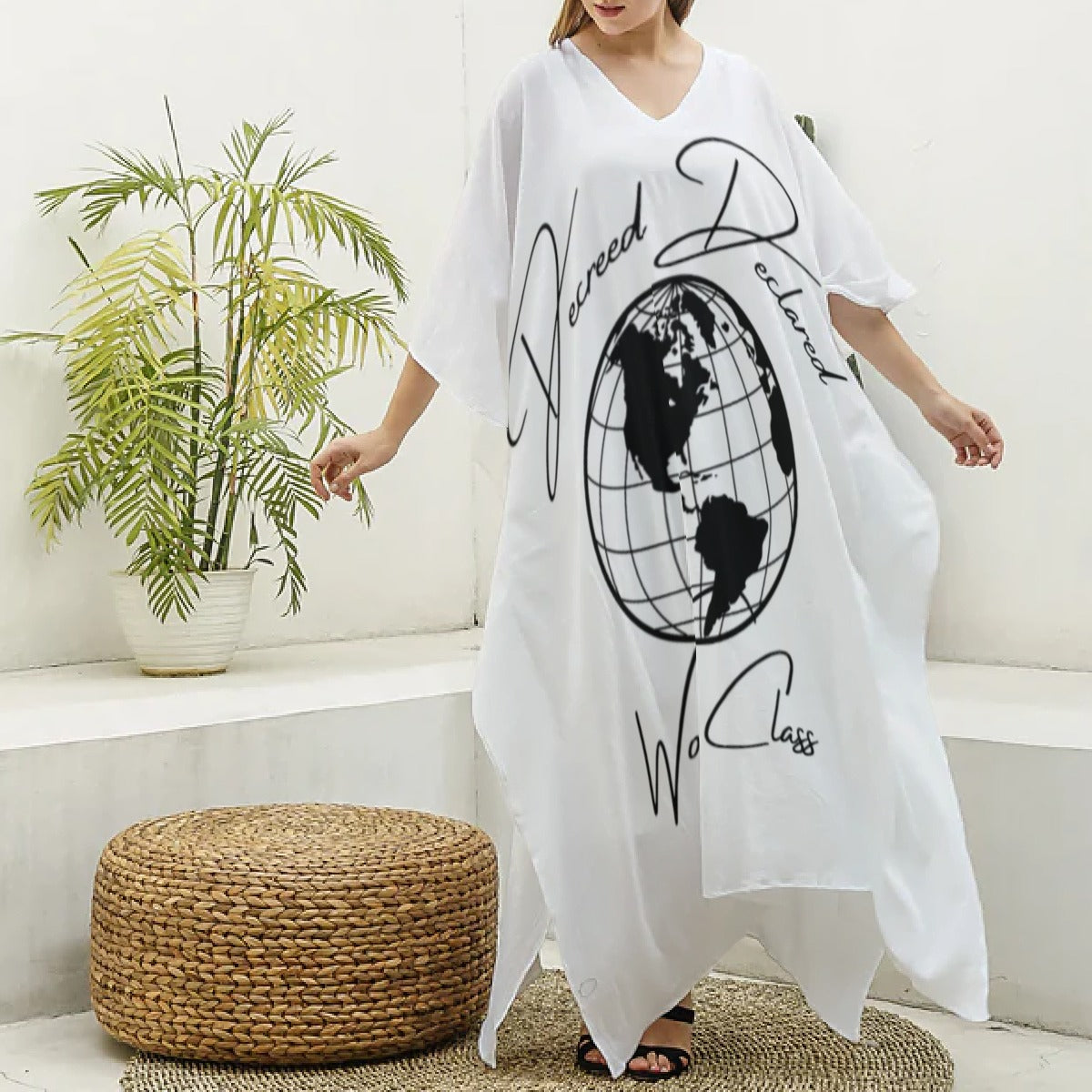DDWC Women's Silk V-neck Kaftan Robe