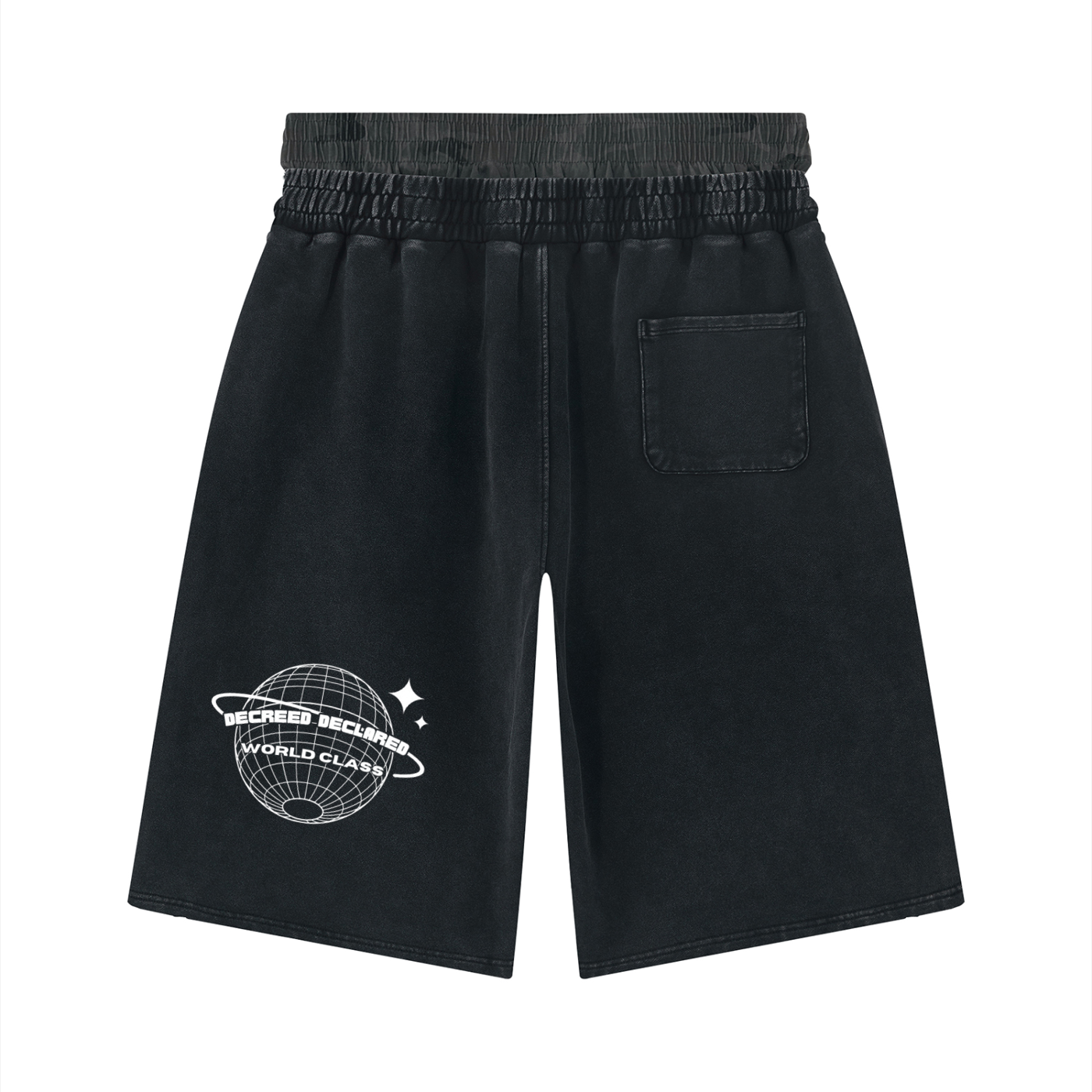 Unisex Vintage Wash Distressed Wide Leg Shorts
