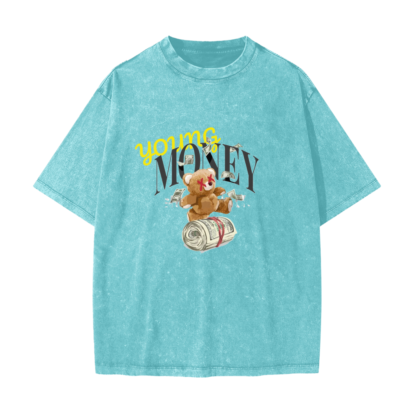 Streetwear American Vintage Waxed Dyed Washed  Heavyweight 100% Cotton T-Shirt