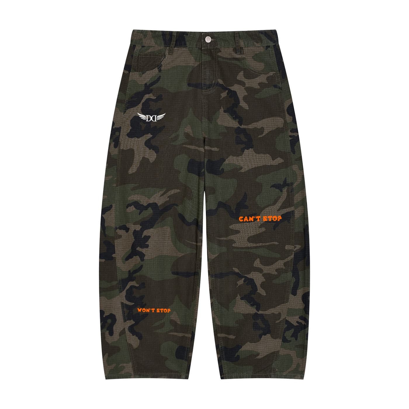 Men’s Camo Barrel Leg Cargo Pants