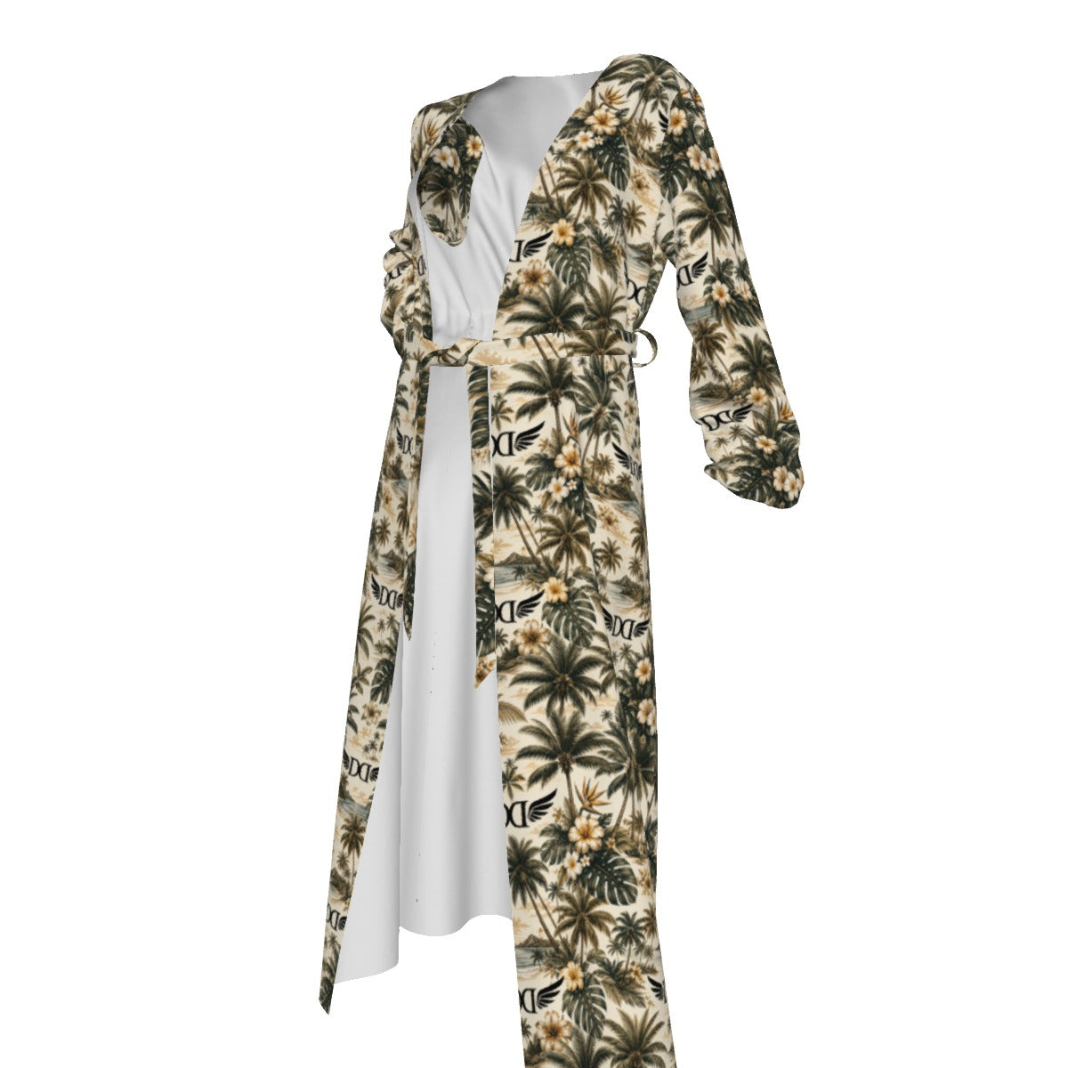 All-Over Print Women's Lace-up Chiffon Robe