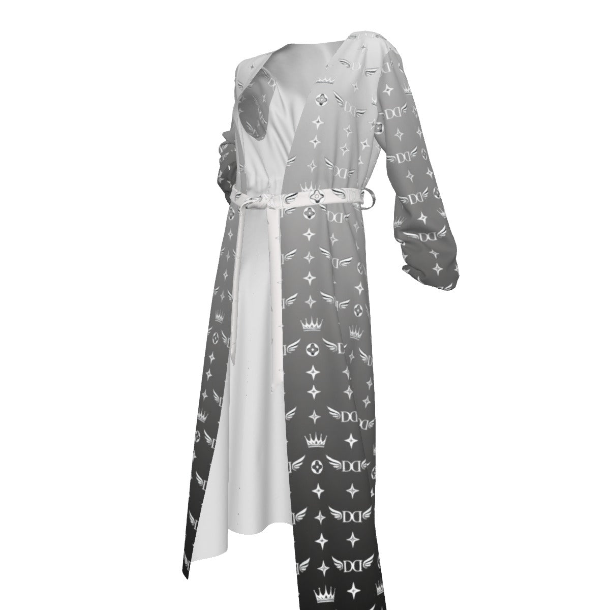 All-Over Print Women's Lace-up Chiffon Robe