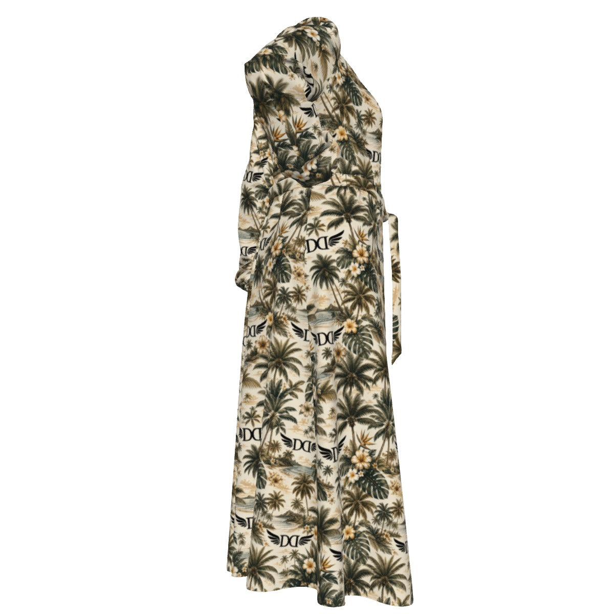 All-Over Print Women's Lace-up Chiffon Robe