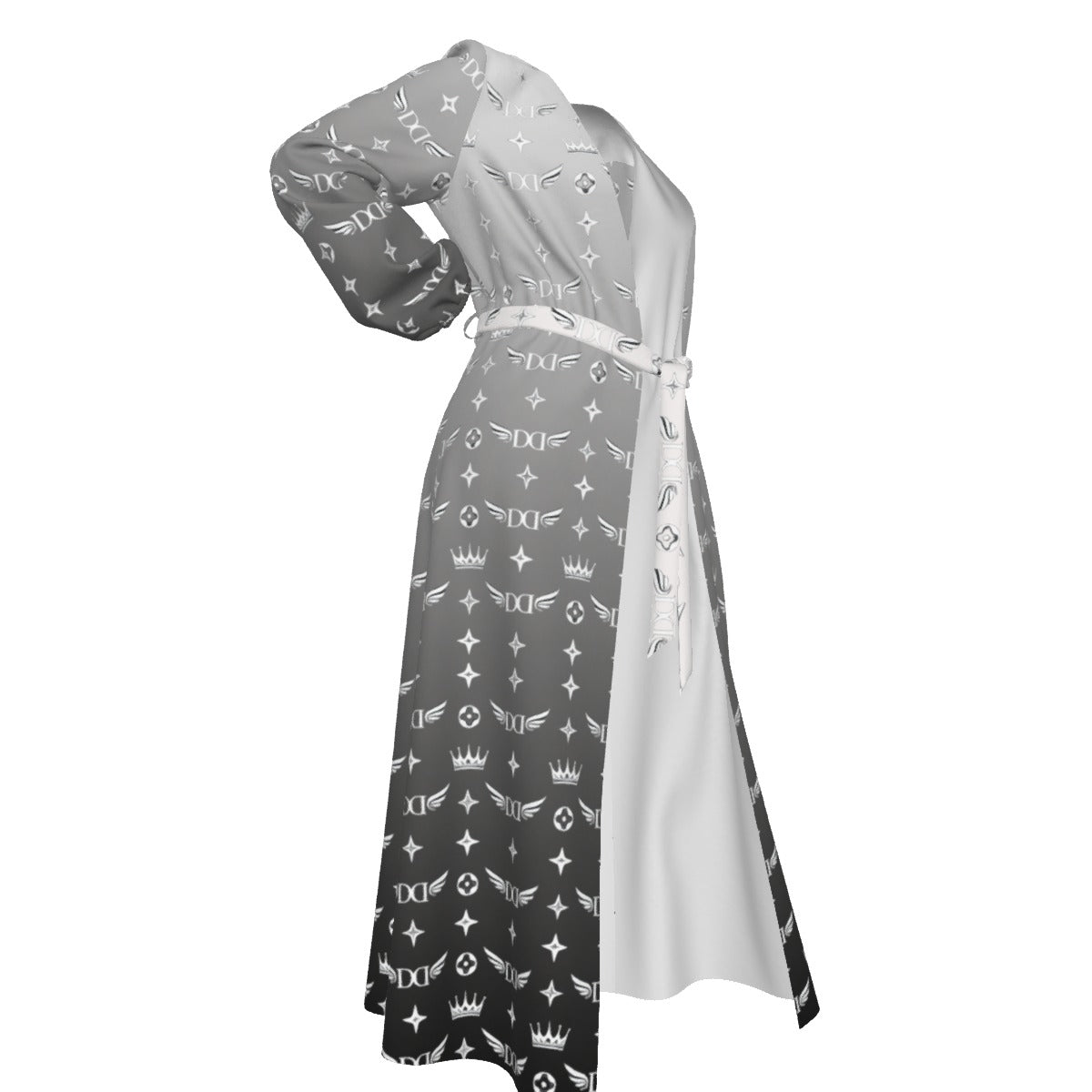All-Over Print Women's Lace-up Chiffon Robe