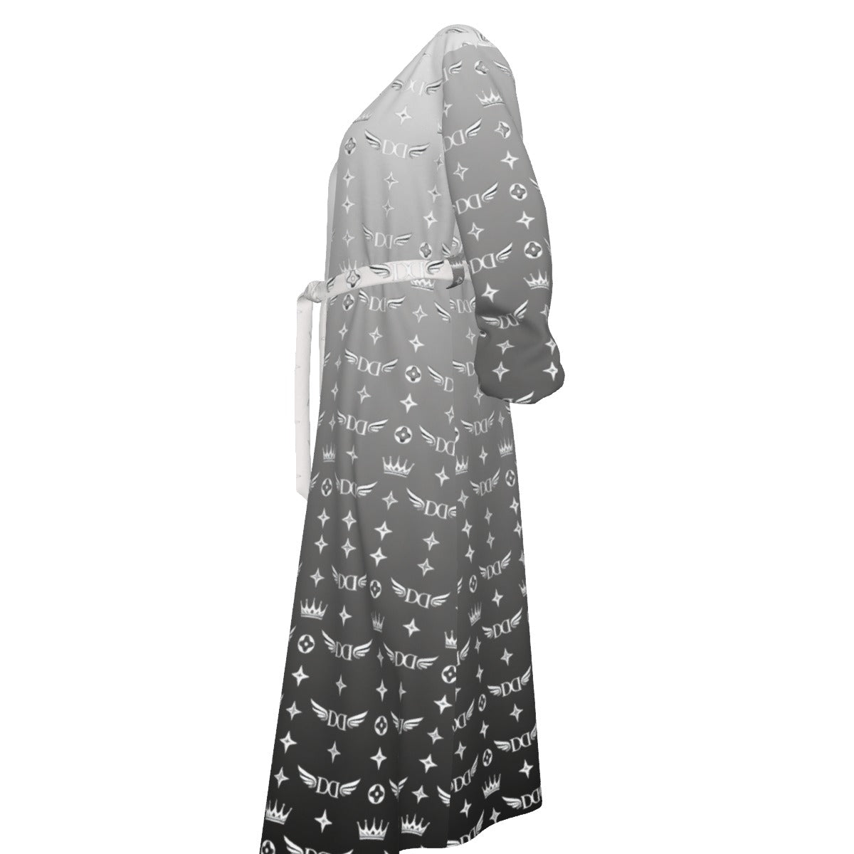 All-Over Print Women's Lace-up Chiffon Robe