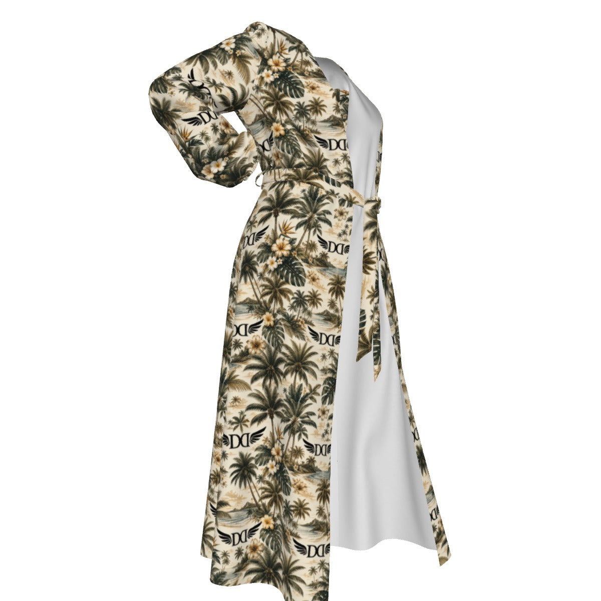 All-Over Print Women's Lace-up Chiffon Robe
