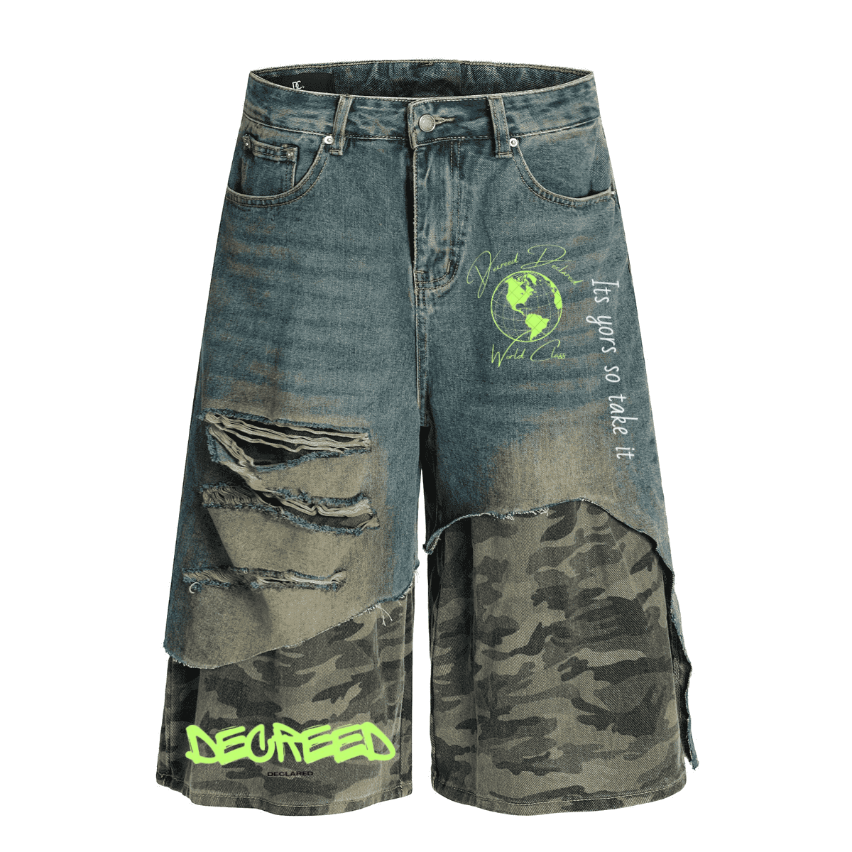 Unisex Camouflage Denim Shorts