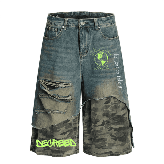 Unisex Camouflage Denim Shorts