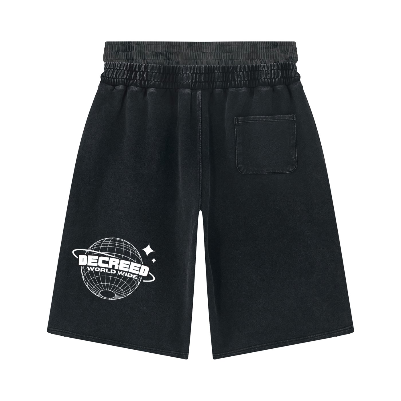 Unisex Vintage Wash Distressed Wide Leg Shorts