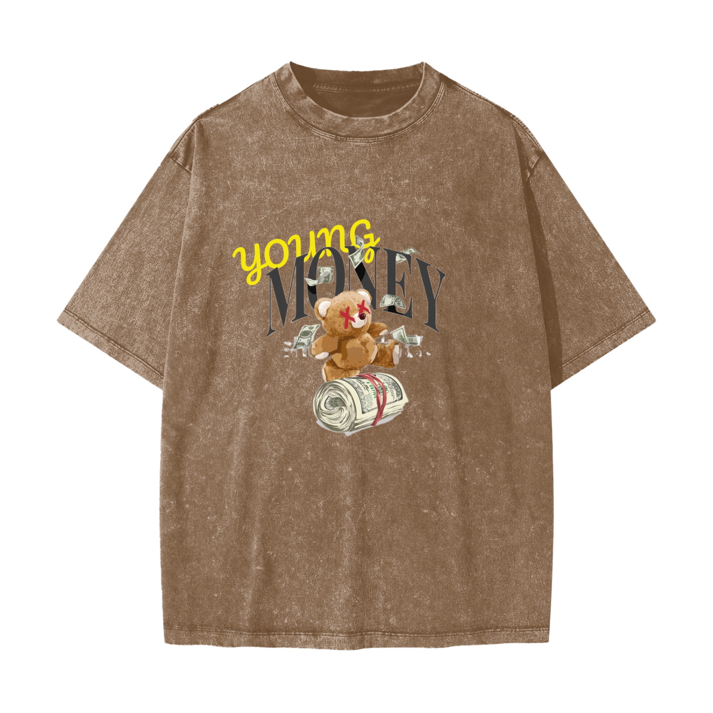 Streetwear American Vintage Waxed Dyed Washed  Heavyweight 100% Cotton T-Shirt