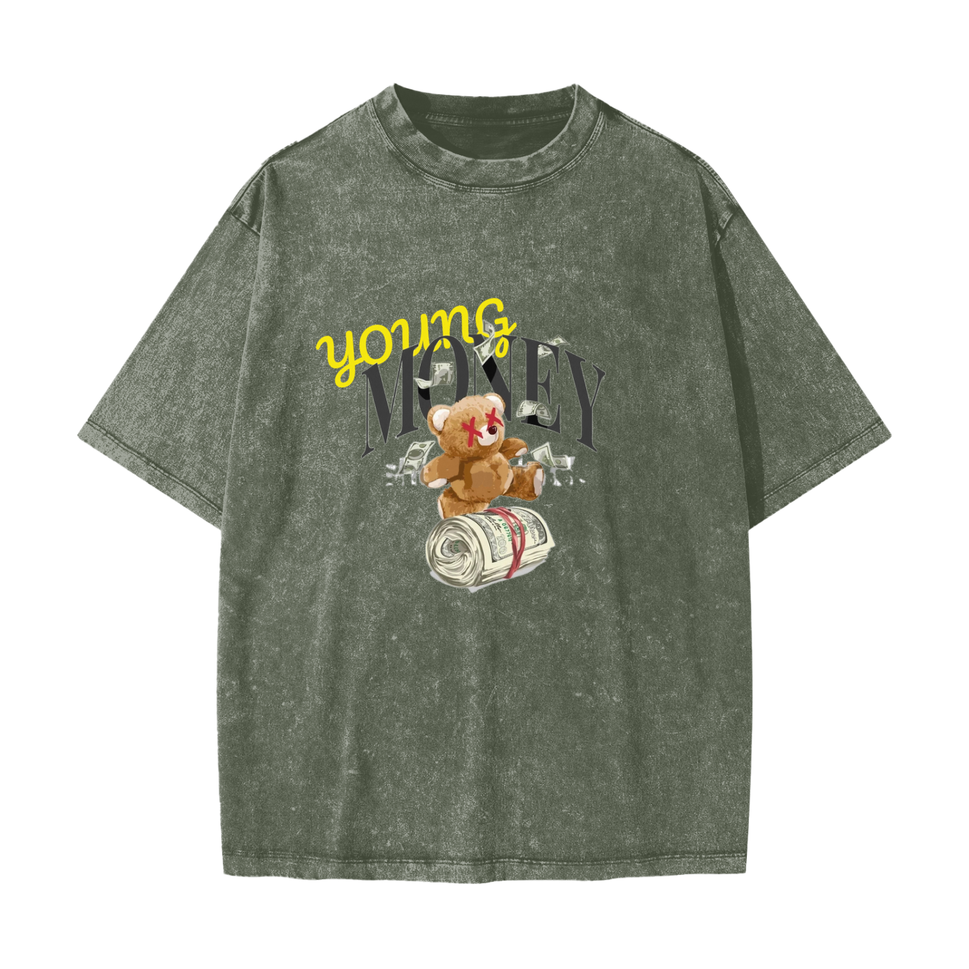 Streetwear American Vintage Waxed Dyed Washed  Heavyweight 100% Cotton T-Shirt